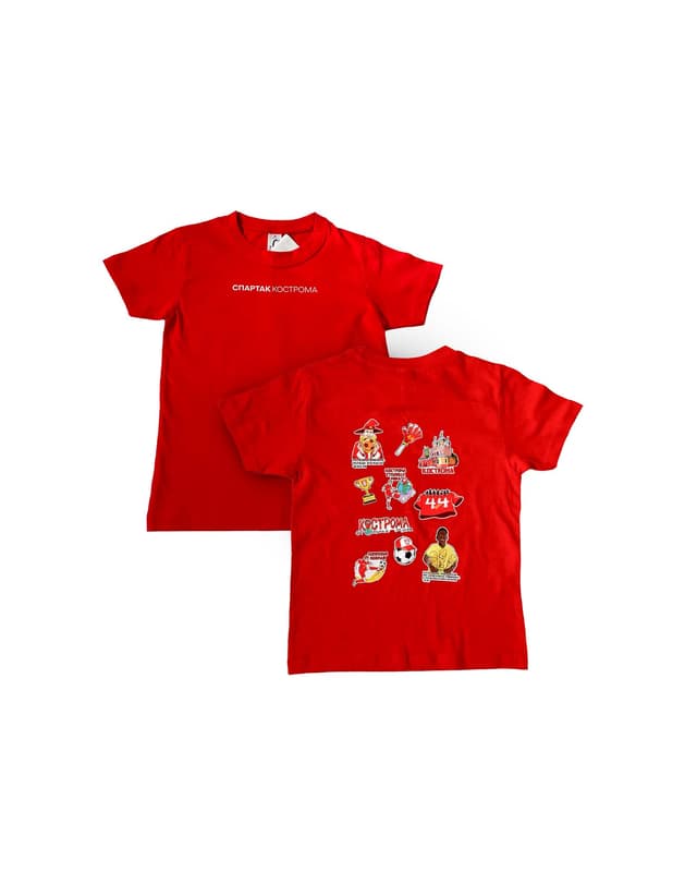 Футболка детская с принтом (красная, белая)